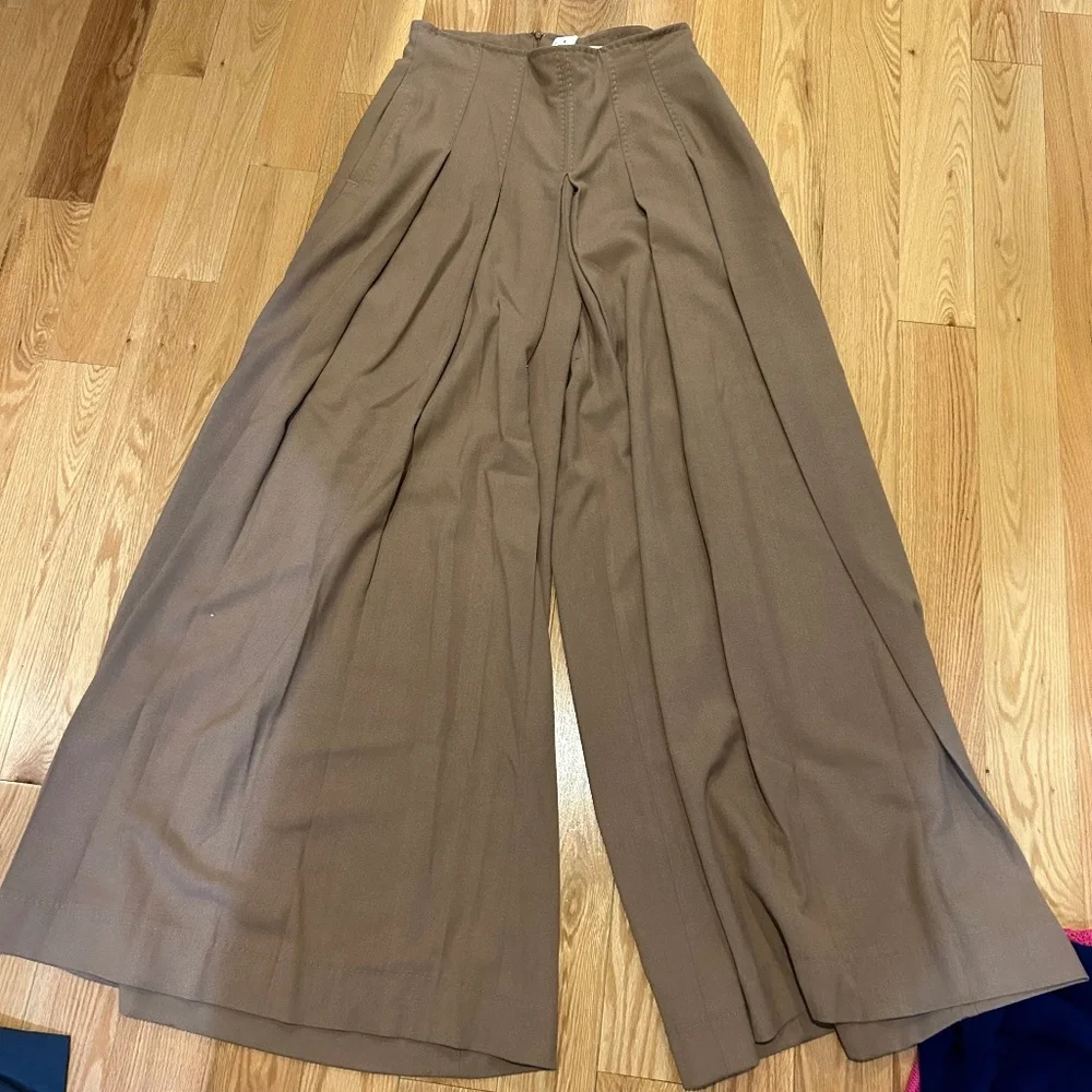 NWT VINTAGE speigel khaki pleated pants looks like skirt long beautiful drape - Picture 1 of 4